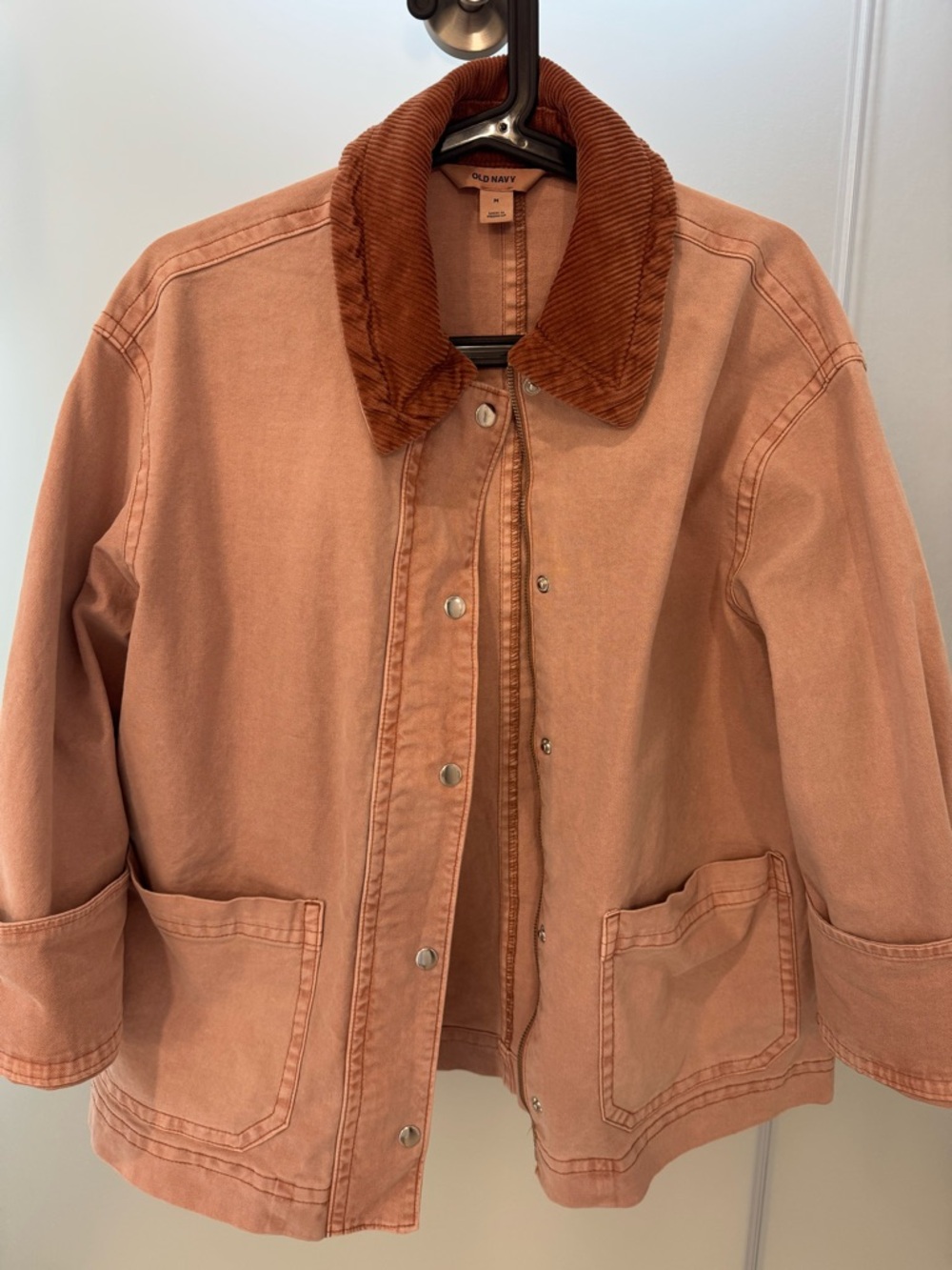 Old Navy Pink Rust Cotton Jacket with Brown Corduroy Collar